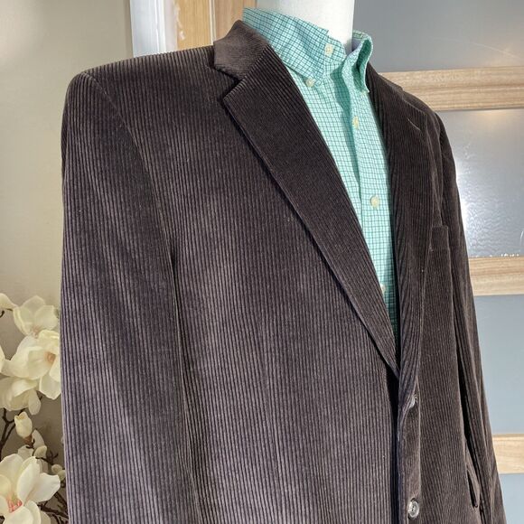 Chaps Ralph Lauren Blazer Mens 44R Brown Corduroy  Sport Coat 2 Button Jacket - Picture 2 of 12
